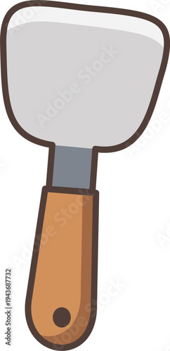 A simple kitchen spatula or turner vector illustration with a wooden handle, ideal for cooking icons.