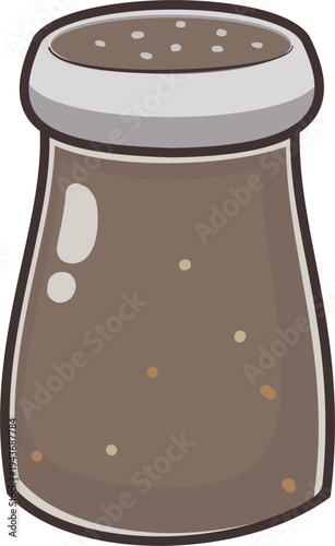 A brown pepper shaker vector illustration, ideal for representing seasoning and kitchen tools.