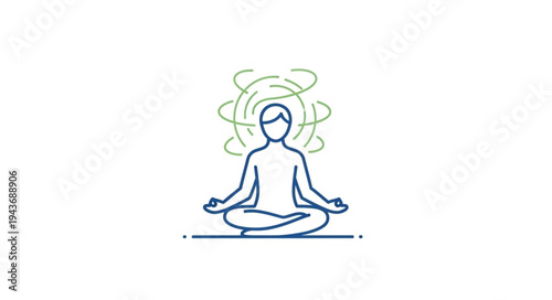 Minimalist Line Drawing of Person Meditating in Lotus Position.