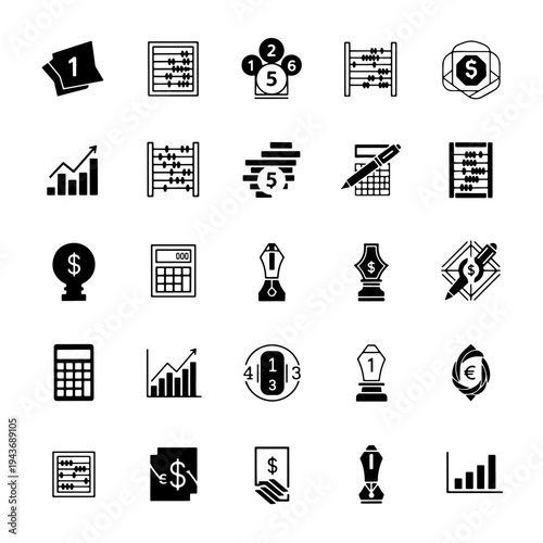 collection of accountant logo, icon, black and white, vector illustration, white background