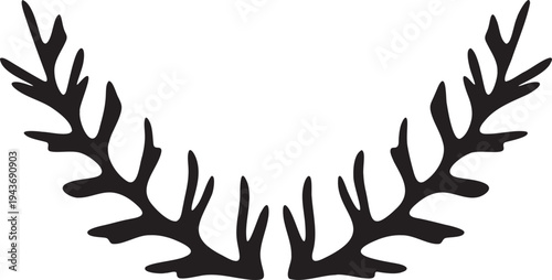 Set of 2 black antler vector icons
