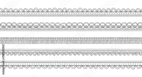 Vintage Decorative Borders and Edging Designs - Hand Drawn Ornate Lines