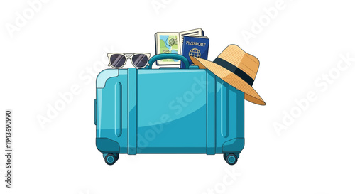 Vector illustration of a travel suitcase with accessories
