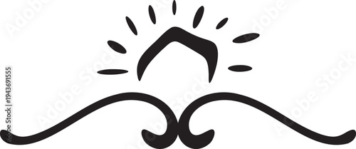 Vector sunrise icon with decorative line