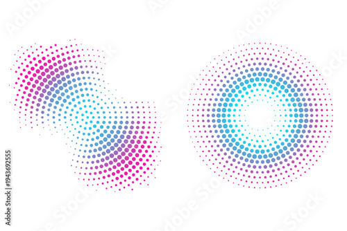 Sound equalizer icons with gradient neon circular sound waves, abstract radial audio visualization symbols representing music beats, frequency levels, and digital sound effects for media apps, music