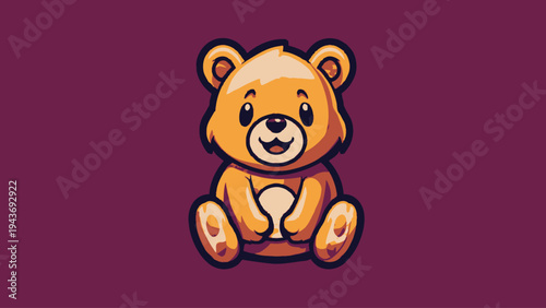 Adorable Chibi Bear Mascot Character Illustration for Gaming Logo Design - Cute Cartoon Teddy Bear Graphic Vector Art