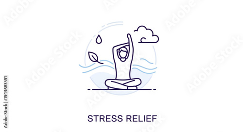 Minimalist Illustration of Yoga Pose for Stress Relief.