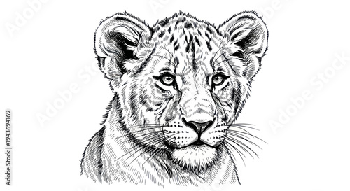 Lion Cub Portrait Drawing