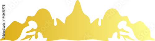 Golden mountain range silhouette vector