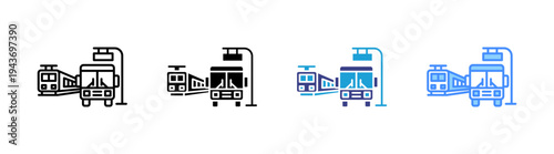 Public Transport icon set multiple style collection