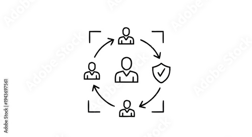 Teamwork Security and Collaboration Concept Icon.