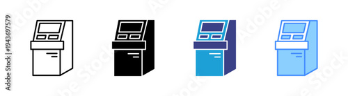 Atm Machine icon set multiple style collection