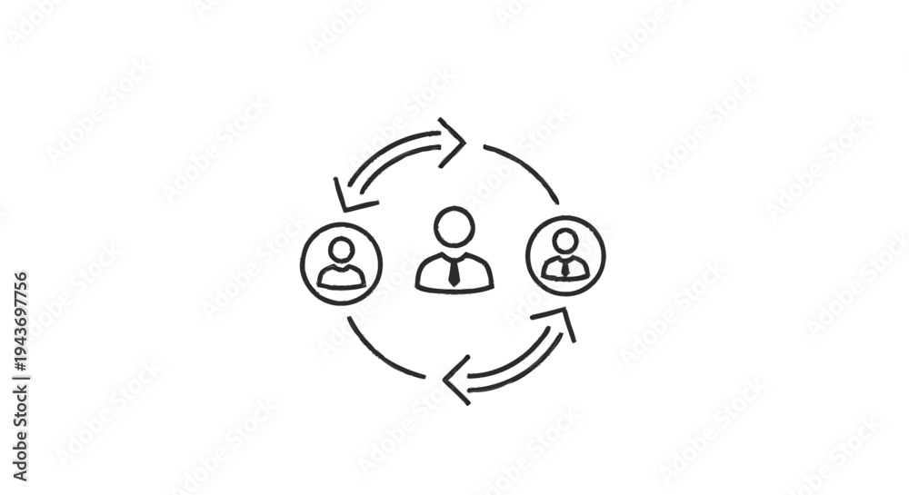 Obraz premium Teamwork and Collaboration Concept with People Icons and Arrows.