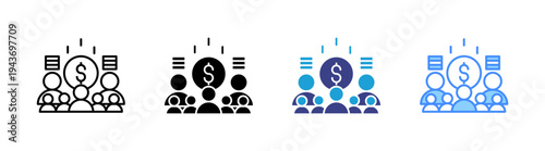 Crowdfunding icon set multiple style collection