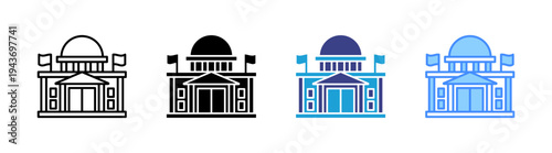 Government icon set multiple style collection