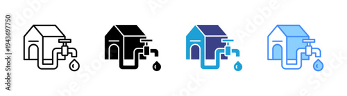 Water Supply icon set multiple style collection