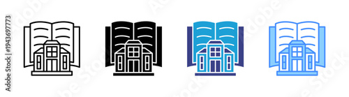 Public Library icon set multiple style collection