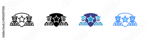 Police icon set multiple style collection