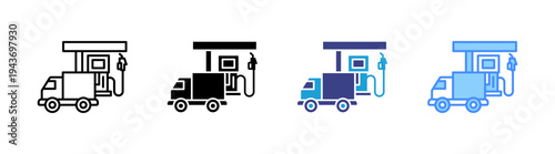 Gas Station icon set multiple style collection