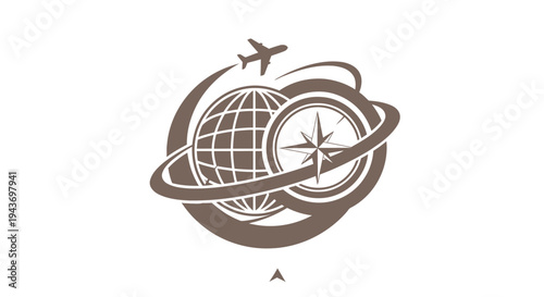 Travel and Exploration Emblem with Globe and Compass.
