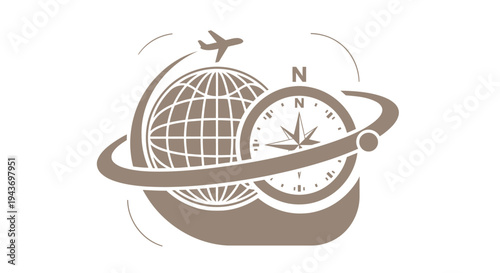 Travel and Exploration Globe Compass Airplane Navigation.