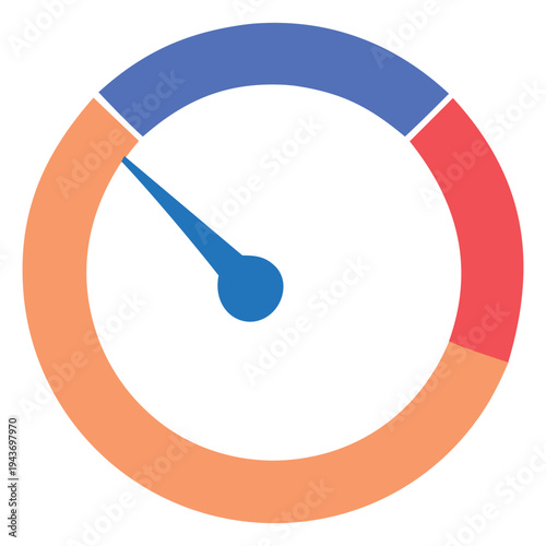 Analog style speedometer gauge with blue and red segments indicating speed level