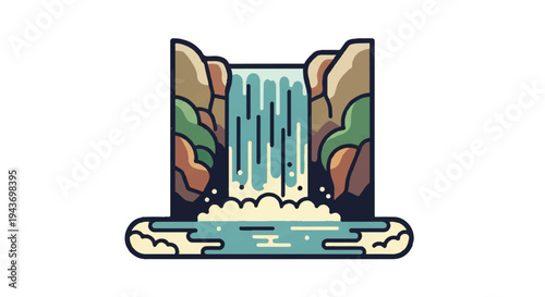 Cartoon waterfall illustration flowing water nature scene