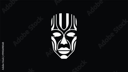 Tribal Mask Design with Striking Geometric Patterns.