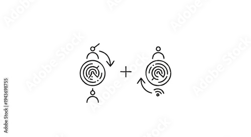 Two abstract icons representing connection and communication.
