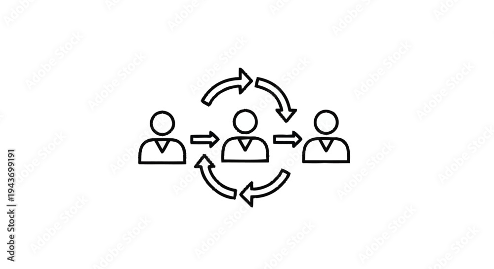 Obraz premium Teamwork and Collaboration Flow Between People Icons.