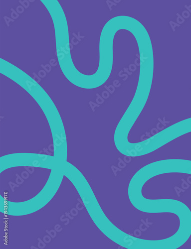 Abstract Wavy Lines on Purple Background cyan blue