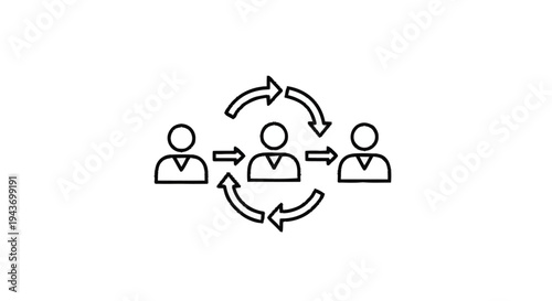 Teamwork and Collaboration Flow Between People Icons.