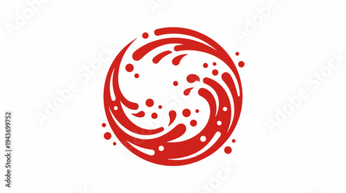 Vibrant Red Swirl Splash Abstract Design Illustrating Dynamic Fluid Motion and Energy