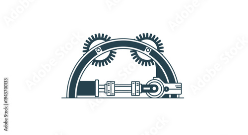 Vintage Mechanical Engine Component with Gears and Piston.