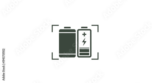 Two batteries in focus with a lightning bolt symbol.