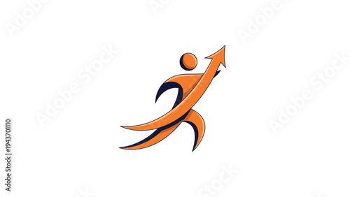 Abstract Human Figure with Upward Arrow Symbolizing Growth.