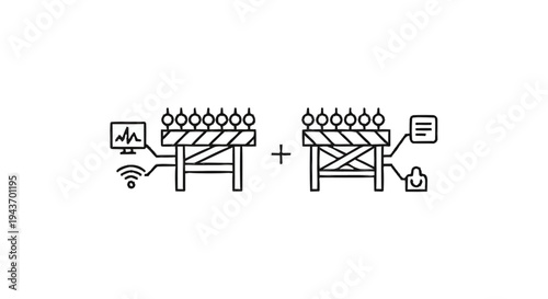 Two digital roadblocks with data and security icons.