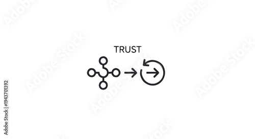 Trust relationship and continuous improvement cycle icon.