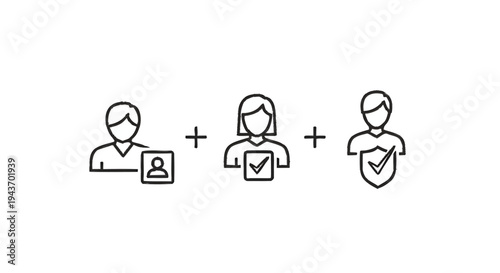 Teamwork and Collaboration Icons Representing People and Security.
