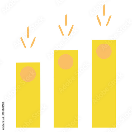 Illustration of three ascending flames with different sizes and intensities