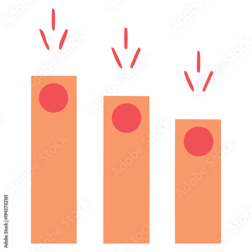 Illustration of decreasing quantities or stages with downward arrows indicating reduction