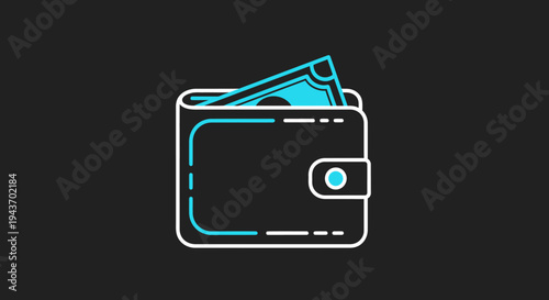 Wallet with money illustration, financial concept.