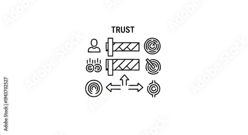 Trust Building Blocks and Interconnected Concepts Iconography.