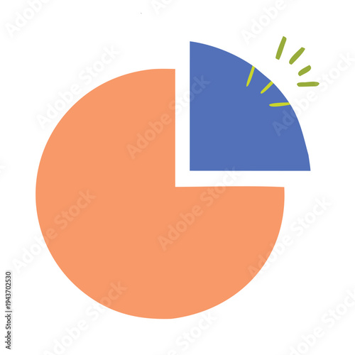 Pie chart with a slice pulled out and highlighted for emphasis or comparison