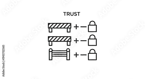 Trust Building Blocks and Security Locks Concept.