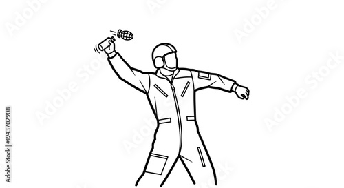 Soldier throwing hand grenade, military action, combat, war, army, soldier, weapon, explosion, danger