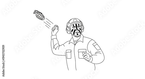 Soldier throwing grenade, military combat, tactical warfare, action, danger, army, soldier