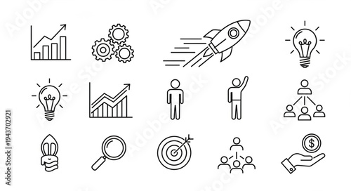 Set of Business and Growth Icons for Strategy and Innovation.