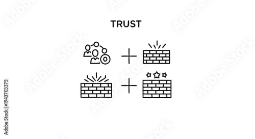 Trust Building Blocks Concept Visualized with Icons.