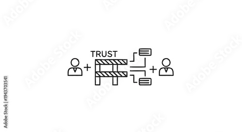 Trust Building Blocks Connecting Two People Symbolically.